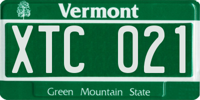 VT license plate XTC021