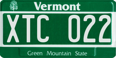 VT license plate XTC022