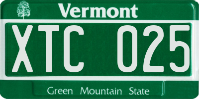 VT license plate XTC025