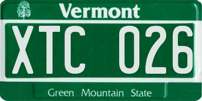 VT license plate XTC026
