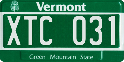 VT license plate XTC031