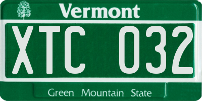 VT license plate XTC032