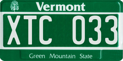 VT license plate XTC033