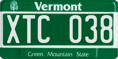 VT license plate XTC038