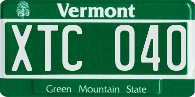 VT license plate XTC040
