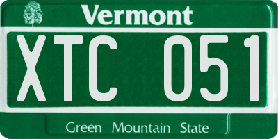 VT license plate XTC051