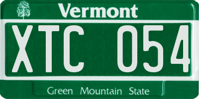 VT license plate XTC054