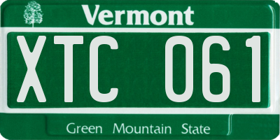 VT license plate XTC061
