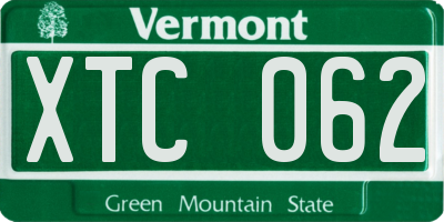 VT license plate XTC062