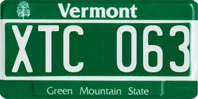 VT license plate XTC063