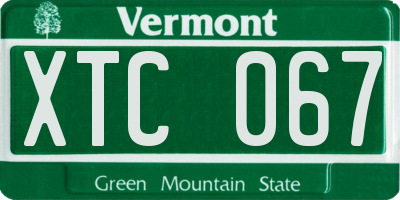 VT license plate XTC067