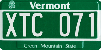 VT license plate XTC071