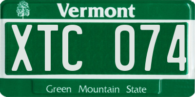 VT license plate XTC074