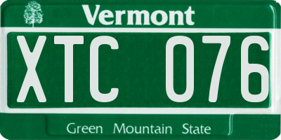 VT license plate XTC076