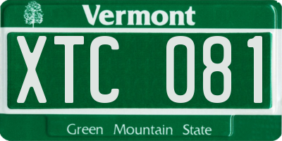 VT license plate XTC081
