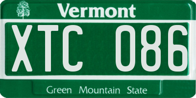 VT license plate XTC086