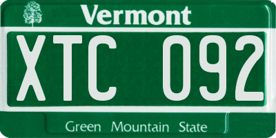 VT license plate XTC092