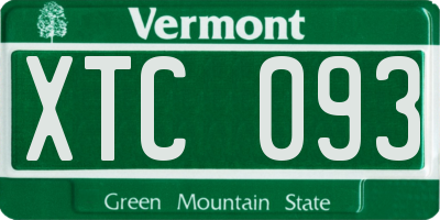 VT license plate XTC093