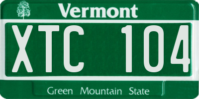 VT license plate XTC104