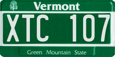 VT license plate XTC107