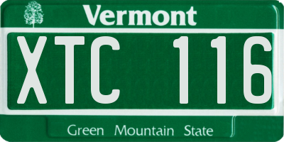 VT license plate XTC116