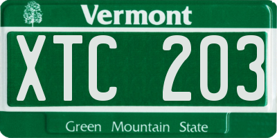 VT license plate XTC203
