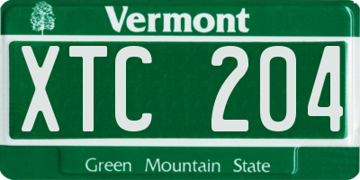 VT license plate XTC204