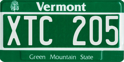 VT license plate XTC205
