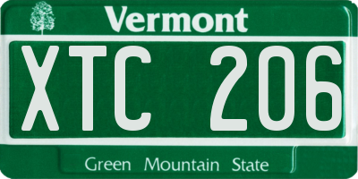 VT license plate XTC206