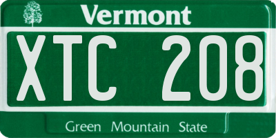 VT license plate XTC208