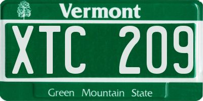 VT license plate XTC209