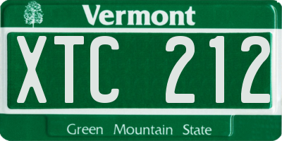 VT license plate XTC212