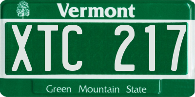 VT license plate XTC217