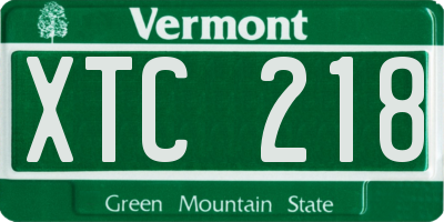 VT license plate XTC218