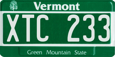 VT license plate XTC233