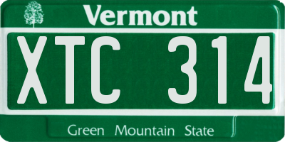 VT license plate XTC314