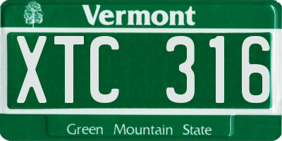 VT license plate XTC316