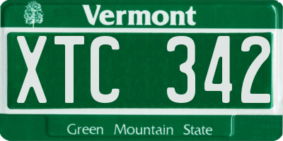 VT license plate XTC342