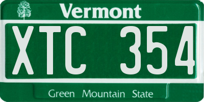 VT license plate XTC354