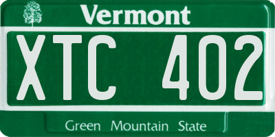VT license plate XTC402