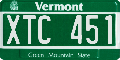 VT license plate XTC451
