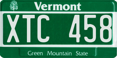 VT license plate XTC458
