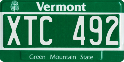 VT license plate XTC492