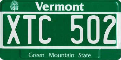 VT license plate XTC502