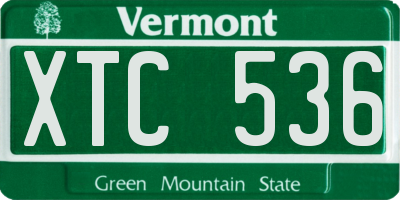 VT license plate XTC536