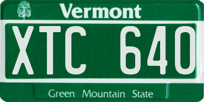 VT license plate XTC640