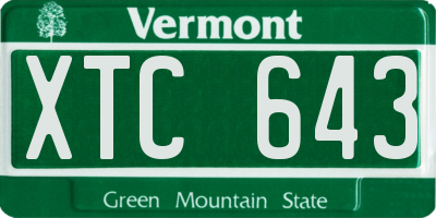 VT license plate XTC643