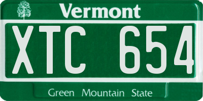 VT license plate XTC654