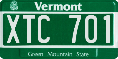 VT license plate XTC701
