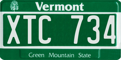 VT license plate XTC734